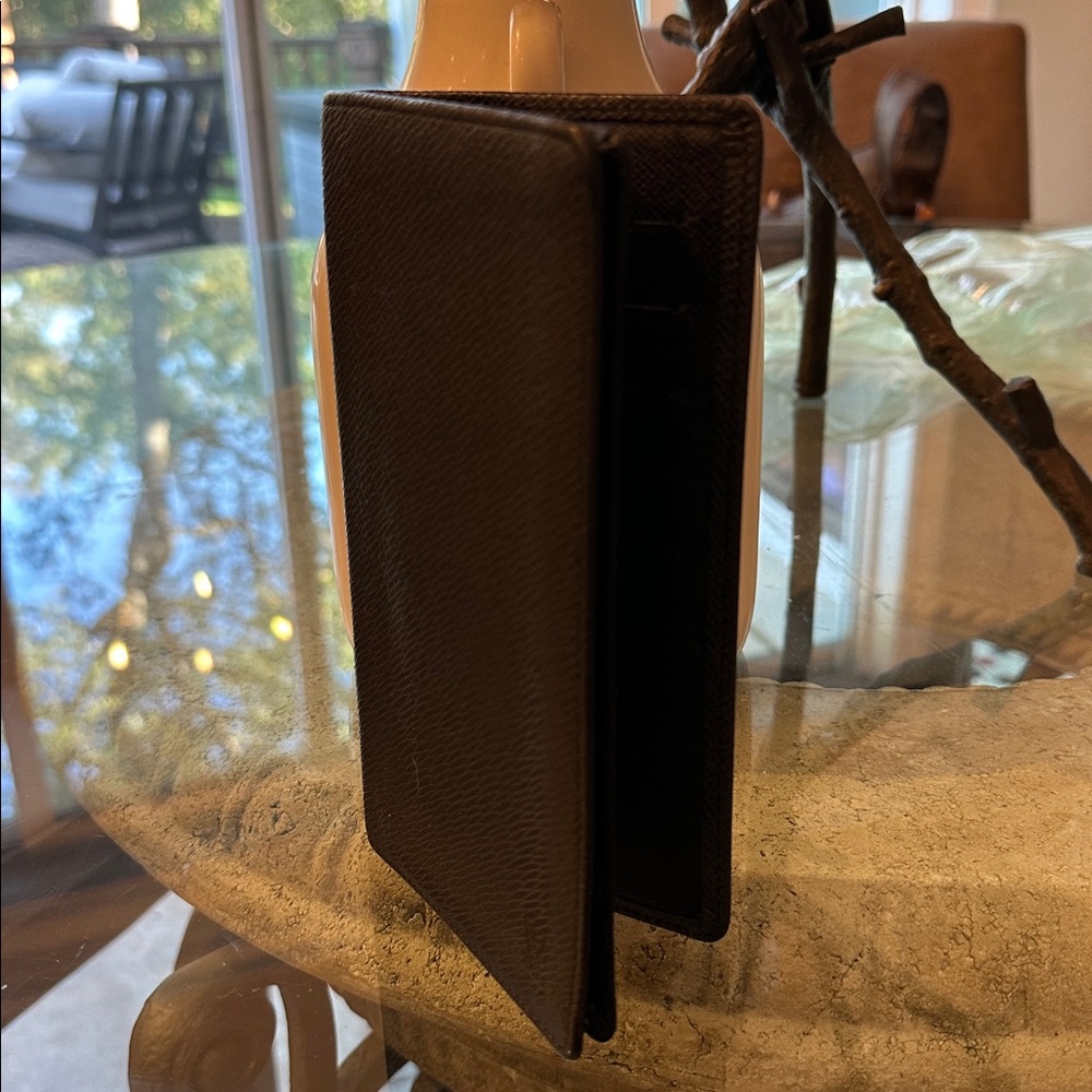 Authentic Louis Vuitton Textured Black Leather Accessory Wallet